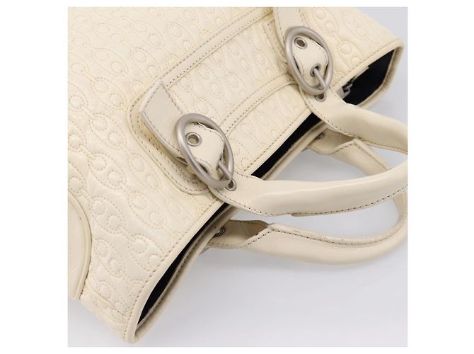 Céline Bolsa de mão CELINE Boogie Bag em couro branco prata Auth BA16174 - vista 7