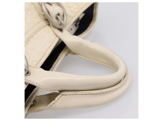 Céline Bolsa de mão CELINE Boogie Bag em couro branco prata Auth BA16174 - vista 8