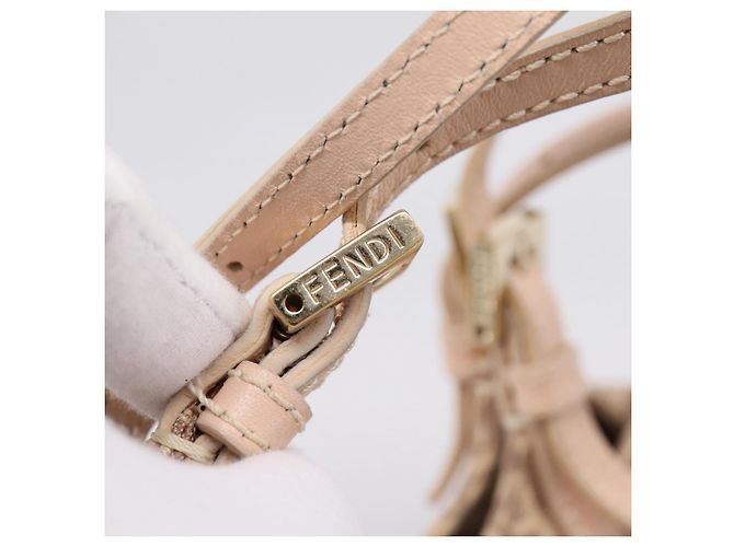 Borsa a mano FENDI Zucchino Canvas Beige Gold 8BR437 Auth ep16060A D'oro - vista 10