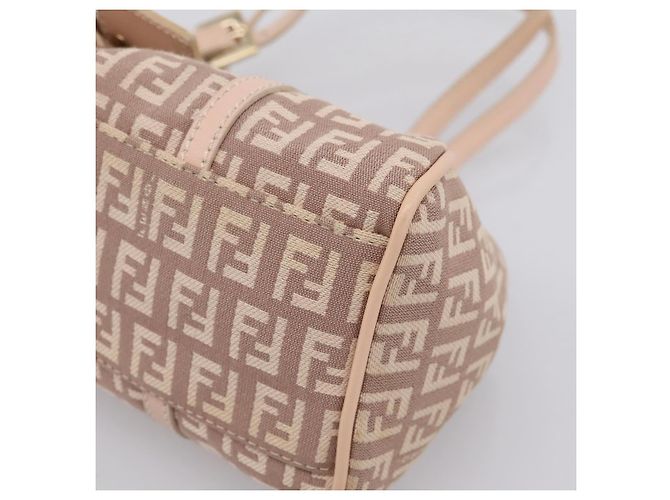 Borsa a mano FENDI Zucchino Canvas Beige Gold 8BR437 Auth ep16060A D'oro - vista 15