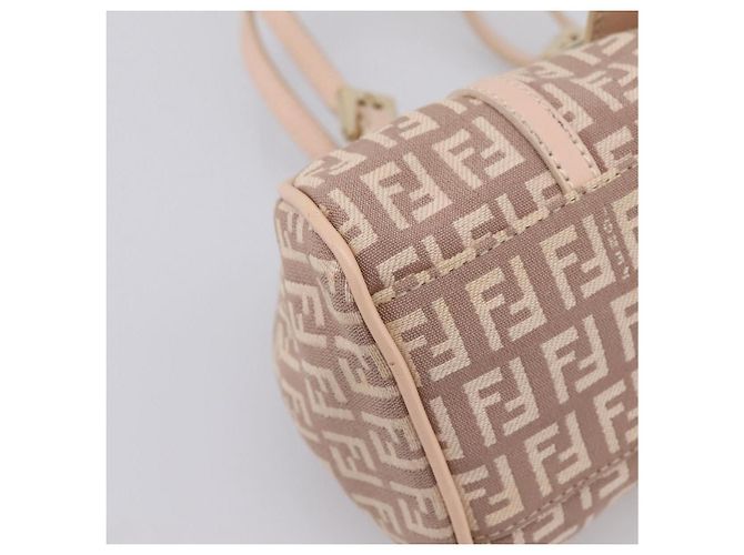 Borsa a mano FENDI Zucchino Canvas Beige Gold 8BR437 Auth ep16060A D'oro - vista 16