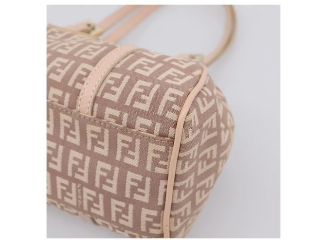 Borsa a mano FENDI Zucchino Canvas Beige Gold 8BR437 Auth ep16060A D'oro - vista 17
