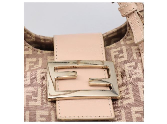 Borsa a mano FENDI Zucchino Canvas Beige Gold 8BR437 Auth ep16060A D'oro - vista 19