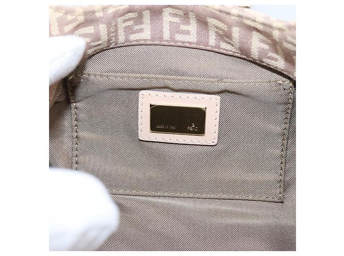 Borsa a mano FENDI Zucchino Canvas Beige Gold 8BR437 Auth ep16060A D'oro - vista 21