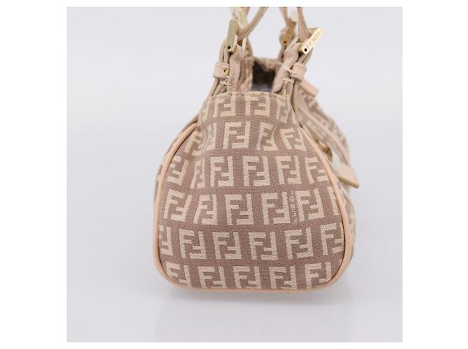 Borsa a mano FENDI Zucchino Canvas Beige Gold 8BR437 Auth ep16060A D'oro - vista 3