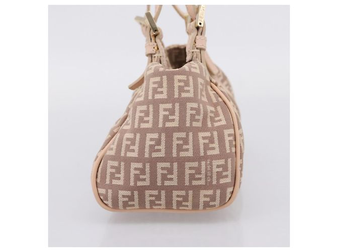 Borsa a mano FENDI Zucchino Canvas Beige Gold 8BR437 Auth ep16060A D'oro - vista 4