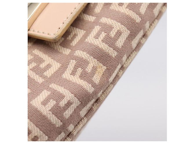 Borsa a mano FENDI Zucchino Canvas Beige Gold 8BR437 Auth ep16060A D'oro - vista 9