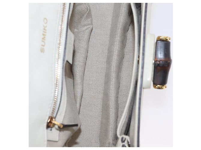 Borsa GUCCI New Bamboo in pelle 2way Ivory Gold 263970 Auth 206395M D'oro Crudo - vista 10