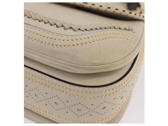 Borsa GUCCI New Bamboo in pelle 2way Ivory Gold 263970 Auth 206395M D'oro Crudo - vista 18