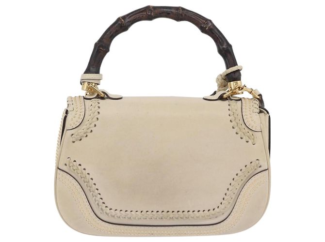 Borsa GUCCI New Bamboo in pelle 2way Ivory Gold 263970 Auth 206395M D'oro Crudo - vista 2