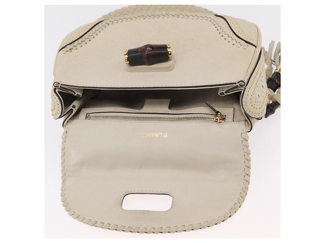 Borsa GUCCI New Bamboo in pelle 2way Ivory Gold 263970 Auth 206395M D'oro Crudo - vista 24