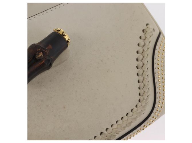 Borsa GUCCI New Bamboo in pelle 2way Ivory Gold 263970 Auth 206395M D'oro Crudo - vista 26