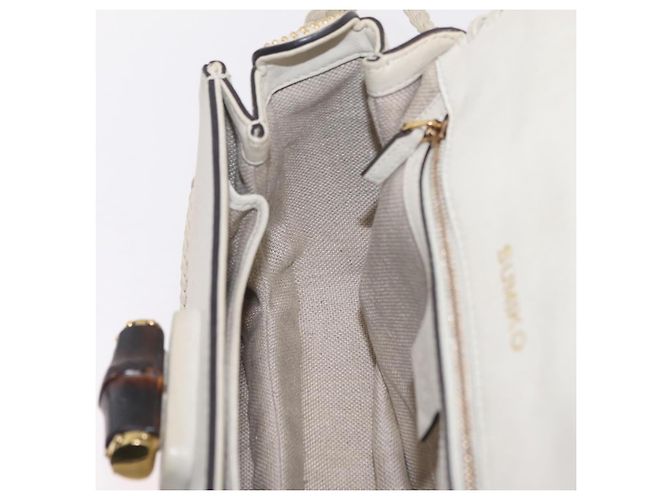 Borsa GUCCI New Bamboo in pelle 2way Ivory Gold 263970 Auth 206395M D'oro Crudo - vista 30
