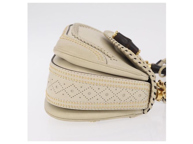 Borsa GUCCI New Bamboo in pelle 2way Ivory Gold 263970 Auth 206395M D'oro Crudo - vista 4