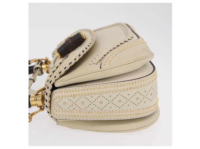 Borsa GUCCI New Bamboo in pelle 2way Ivory Gold 263970 Auth 206395M D'oro Crudo - vista 5
