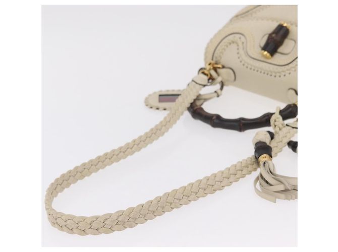 Borsa GUCCI New Bamboo in pelle 2way Ivory Gold 263970 Auth 206395M D'oro Crudo - vista 8