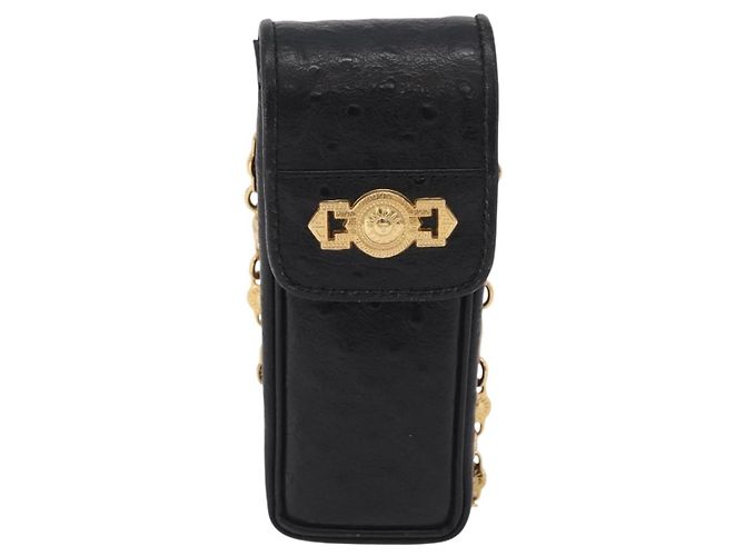 Portacigarette Gianni Versace in pelle nera e oro Auth ka6329 Nero D'oro - vista 13