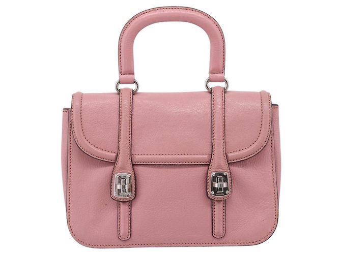 Bolsa de Mão Miu Miu em Couro 2way Rosa Prata Auth mr2964A - vista 13