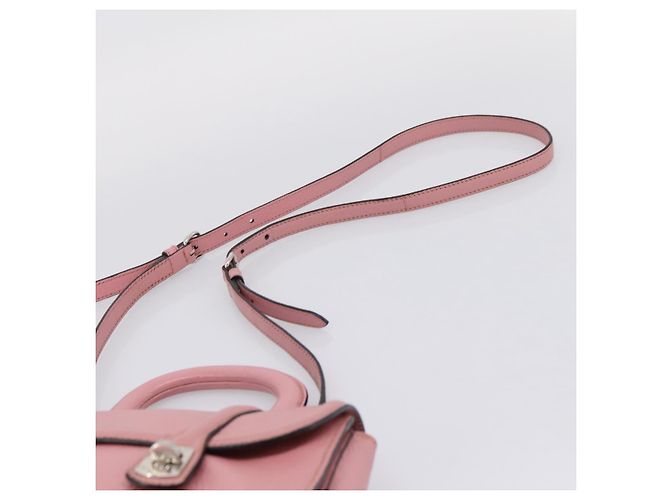 Bolsa de Mão Miu Miu em Couro 2way Rosa Prata Auth mr2964A - vista 14