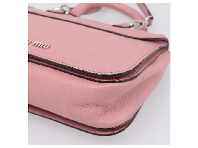 Bolsa de Mão Miu Miu em Couro 2way Rosa Prata Auth mr2964A - vista 16