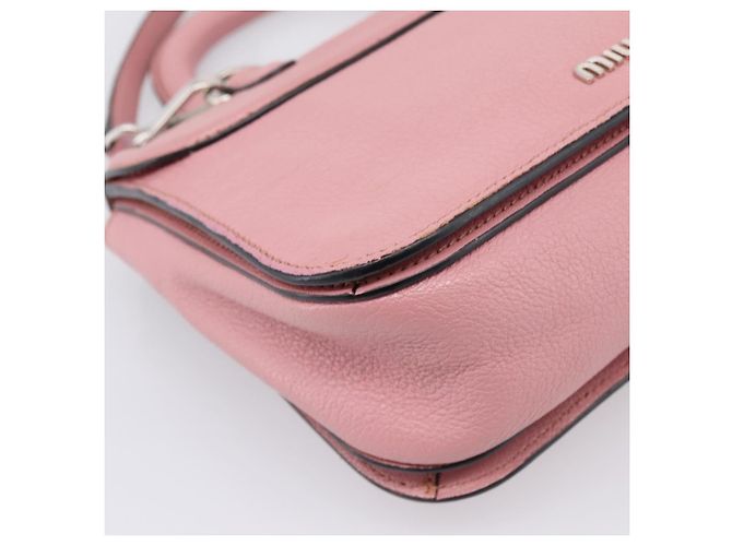 Bolsa de Mão Miu Miu em Couro 2way Rosa Prata Auth mr2964A - vista 17