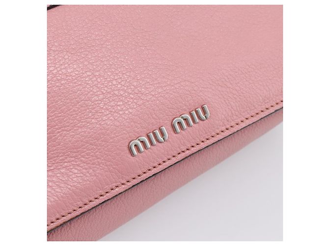 Bolsa de Mão Miu Miu em Couro 2way Rosa Prata Auth mr2964A - vista 18