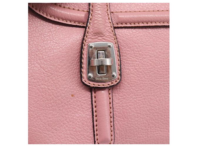 Bolsa de Mão Miu Miu em Couro 2way Rosa Prata Auth mr2964A - vista 19