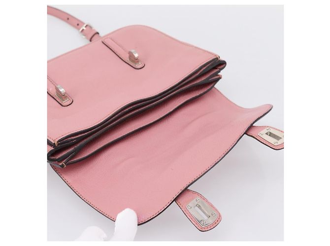 Bolsa de Mão Miu Miu em Couro 2way Rosa Prata Auth mr2964A - vista 20