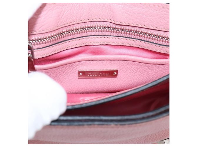 Bolsa de Mão Miu Miu em Couro 2way Rosa Prata Auth mr2964A - vista 21