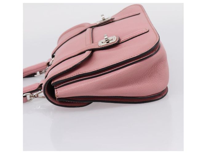 Bolsa de Mão Miu Miu em Couro 2way Rosa Prata Auth mr2964A - vista 3