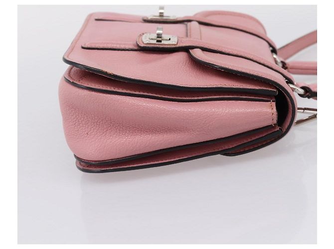 Bolsa de Mão Miu Miu em Couro 2way Rosa Prata Auth mr2964A - vista 4
