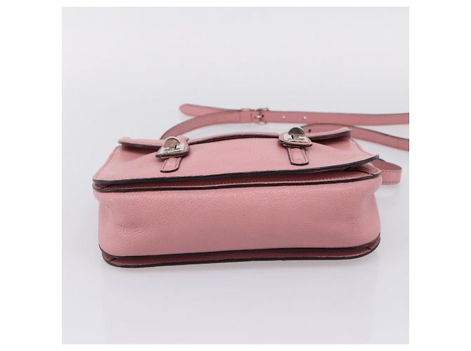 Bolsa de Mão Miu Miu em Couro 2way Rosa Prata Auth mr2964A - vista 5