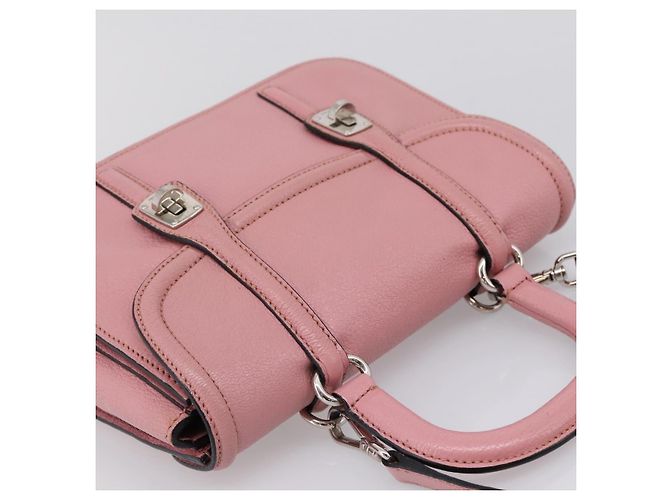 Bolsa de Mão Miu Miu em Couro 2way Rosa Prata Auth mr2964A - vista 6