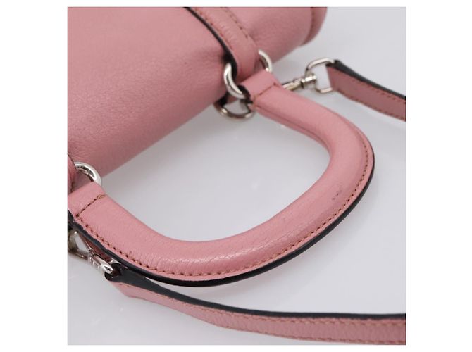 Bolsa de Mão Miu Miu em Couro 2way Rosa Prata Auth mr2964A - vista 7