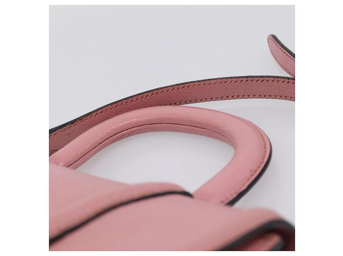 Bolsa de Mão Miu Miu em Couro 2way Rosa Prata Auth mr2964A - vista 8