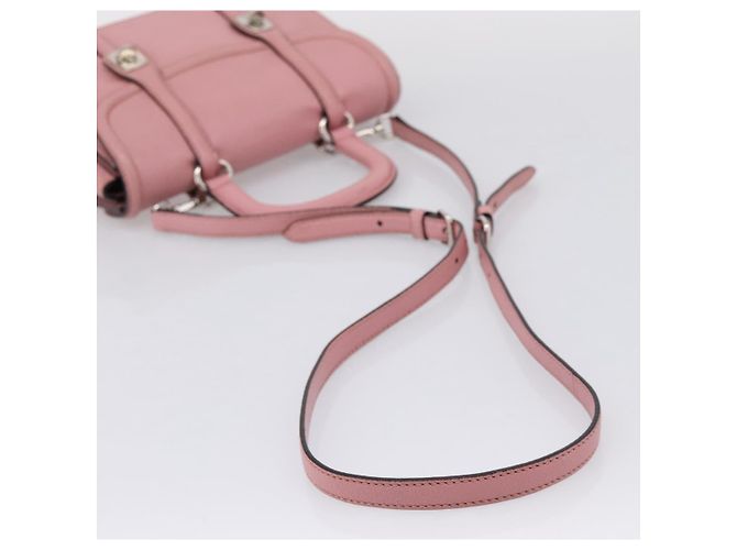 Bolsa de Mão Miu Miu em Couro 2way Rosa Prata Auth mr2964A - vista 9