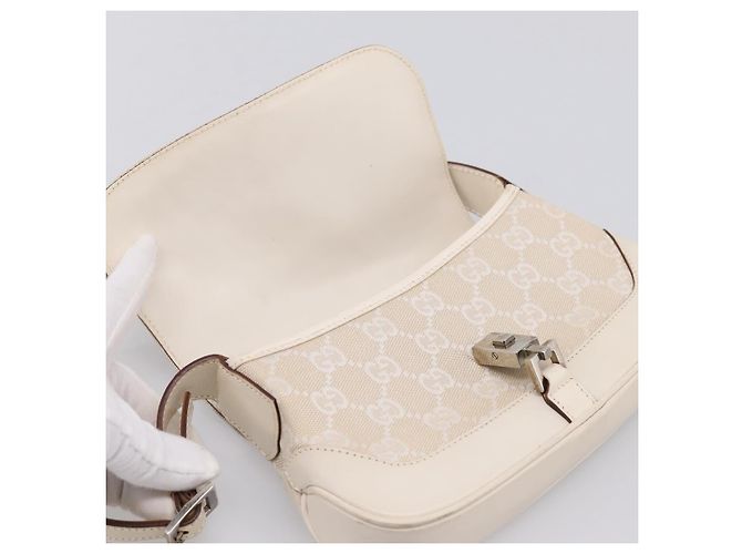 Borsa a tracolla GUCCI GG Canvas Jackie Beige Silver 007 2038 Auth ep16210A Argento - view 10