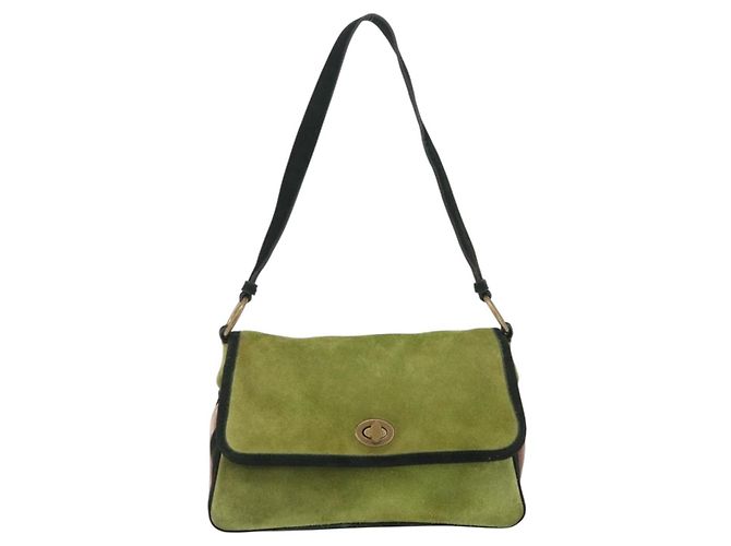 Miu Miu Shoulder Bag Suede Green Auth 206238A - view 13