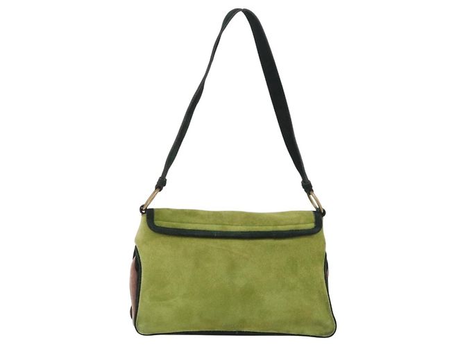 Miu Miu Shoulder Bag Suede Green Auth 206238A - view 2