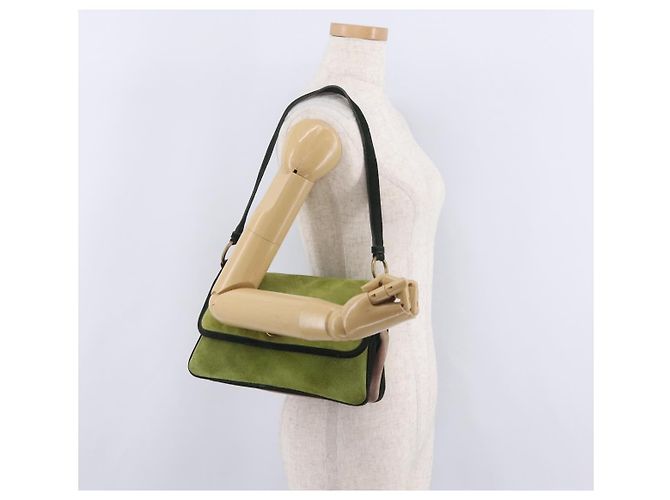 Miu Miu Shoulder Bag Suede Green Auth 206238A - view 31