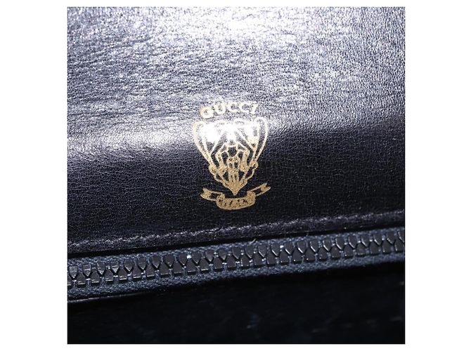 Bolsa de Ombro GUCCI em Couro Preta e Dourada Auth 206133 Preto Dourado - vista 20