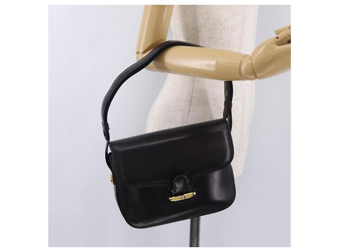 Bolsa de Ombro GUCCI em Couro Preta e Dourada Auth 206133 Preto Dourado - vista 28