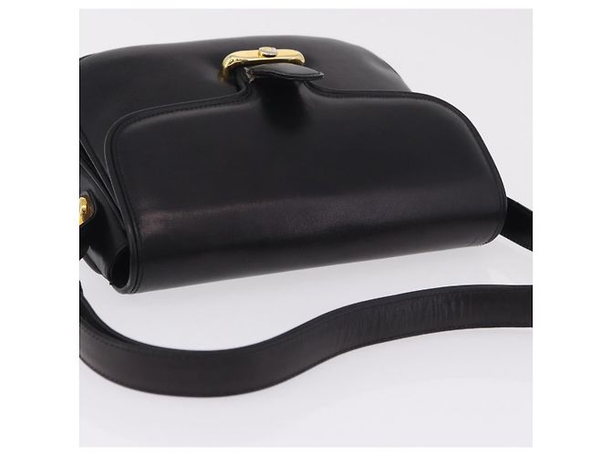 Bolsa de Ombro GUCCI em Couro Preta e Dourada Auth 206133 Preto Dourado - vista 6