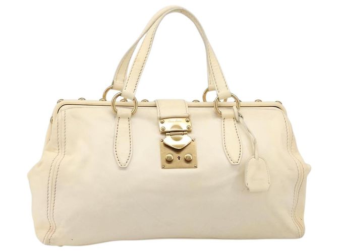 Borsa a mano Miu Miu in pelle Ivory Gold Auth 206112A D'oro Crudo - vista 13