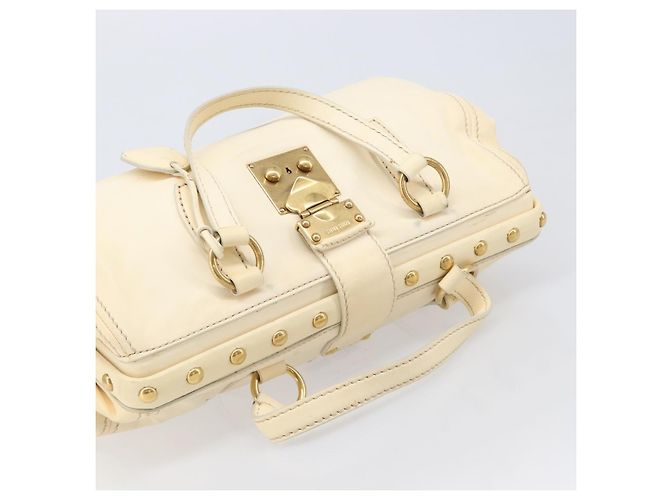 Borsa a mano Miu Miu in pelle Ivory Gold Auth 206112A D'oro Crudo - vista 14