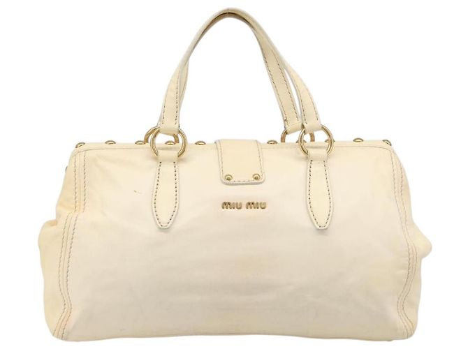Borsa a mano Miu Miu in pelle Ivory Gold Auth 206112A D'oro Crudo - vista 2