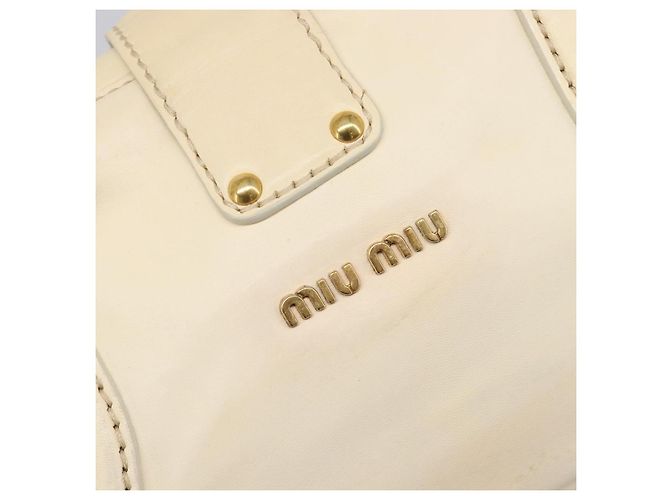 Borsa a mano Miu Miu in pelle Ivory Gold Auth 206112A D'oro Crudo - vista 20