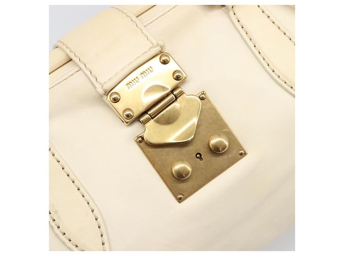 Borsa a mano Miu Miu in pelle Ivory Gold Auth 206112A D'oro Crudo - vista 22