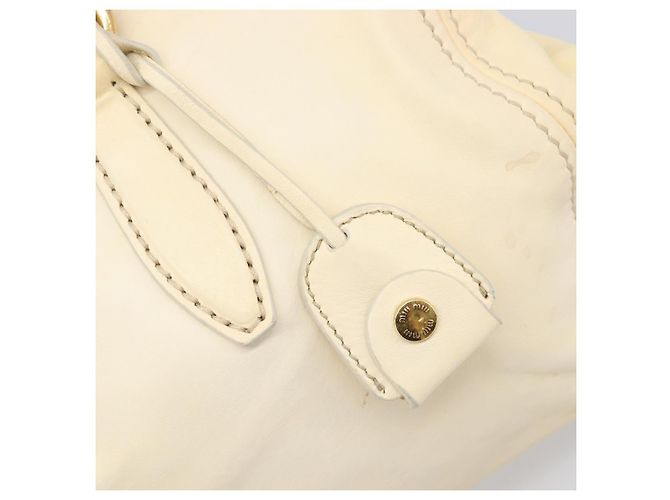 Borsa a mano Miu Miu in pelle Ivory Gold Auth 206112A D'oro Crudo - vista 23