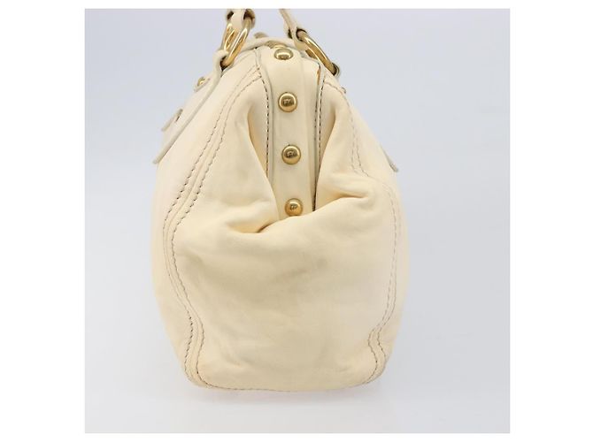 Borsa a mano Miu Miu in pelle Ivory Gold Auth 206112A D'oro Crudo - vista 5